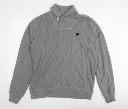 Lyle and Scott Men's Grey Mock Neck Jumper L