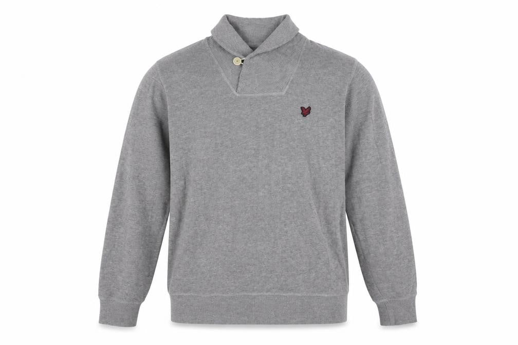 Front view of Lyle and Scott Men's Grey Mock Neck Jumper L