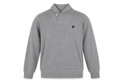 Front view of Lyle and Scott Men's Grey Mock Neck Jumper L