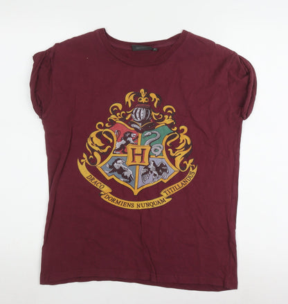 Womens UK Size 8 Harry Potter Red Basic T-Shirt