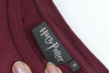 Womens UK Size 8 Harry Potter Red Basic T-Shirt