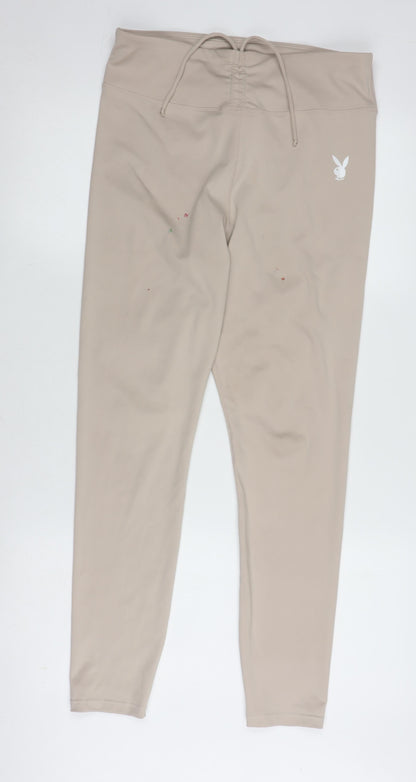 Missguided Womens Beige Leggings UK 14 Skinny Fit