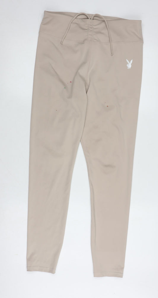 Missguided Womens Beige Leggings UK 14 Skinny Fit