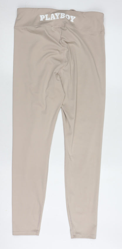 Missguided Womens Beige Leggings UK 14 Skinny Fit