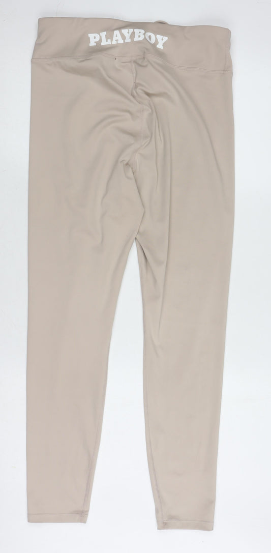 Missguided Womens Beige Leggings UK 14 Skinny Fit