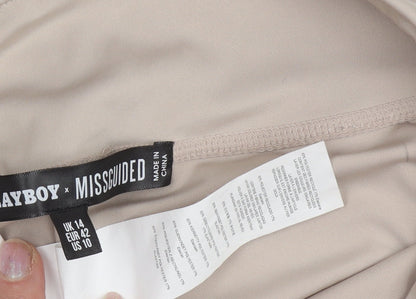 Missguided Womens Beige Leggings UK 14 Skinny Fit