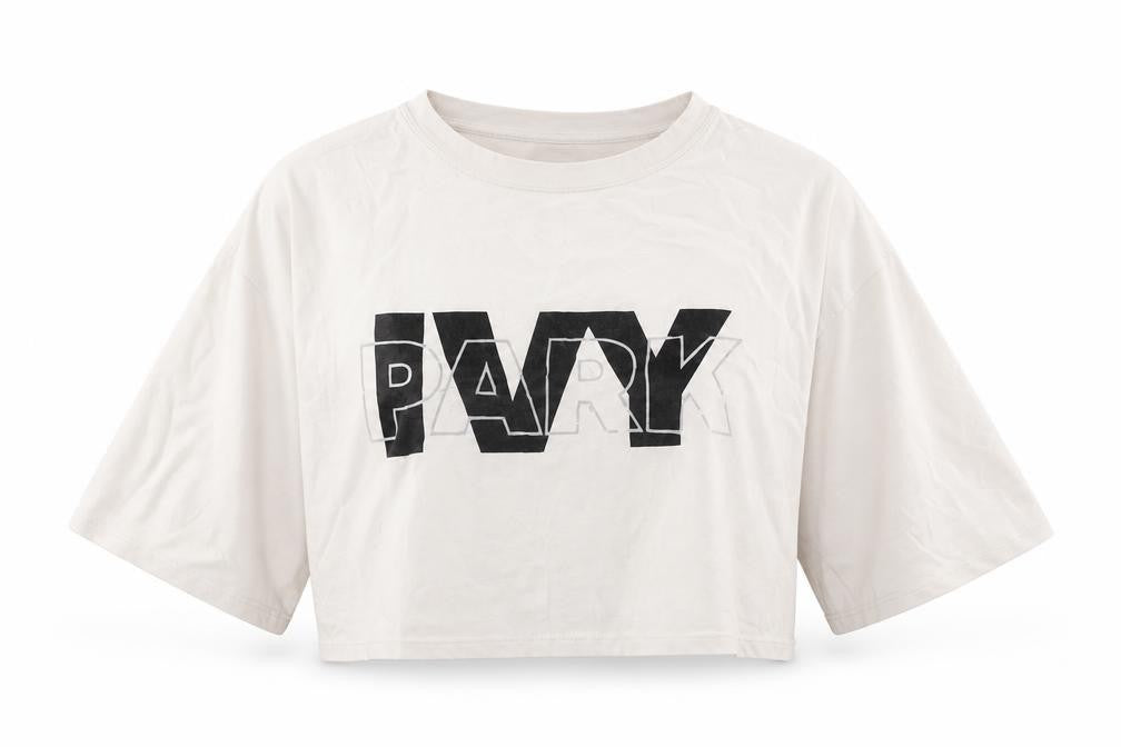 Womens UK Size S IVY PARK White Cropped T-Shirt