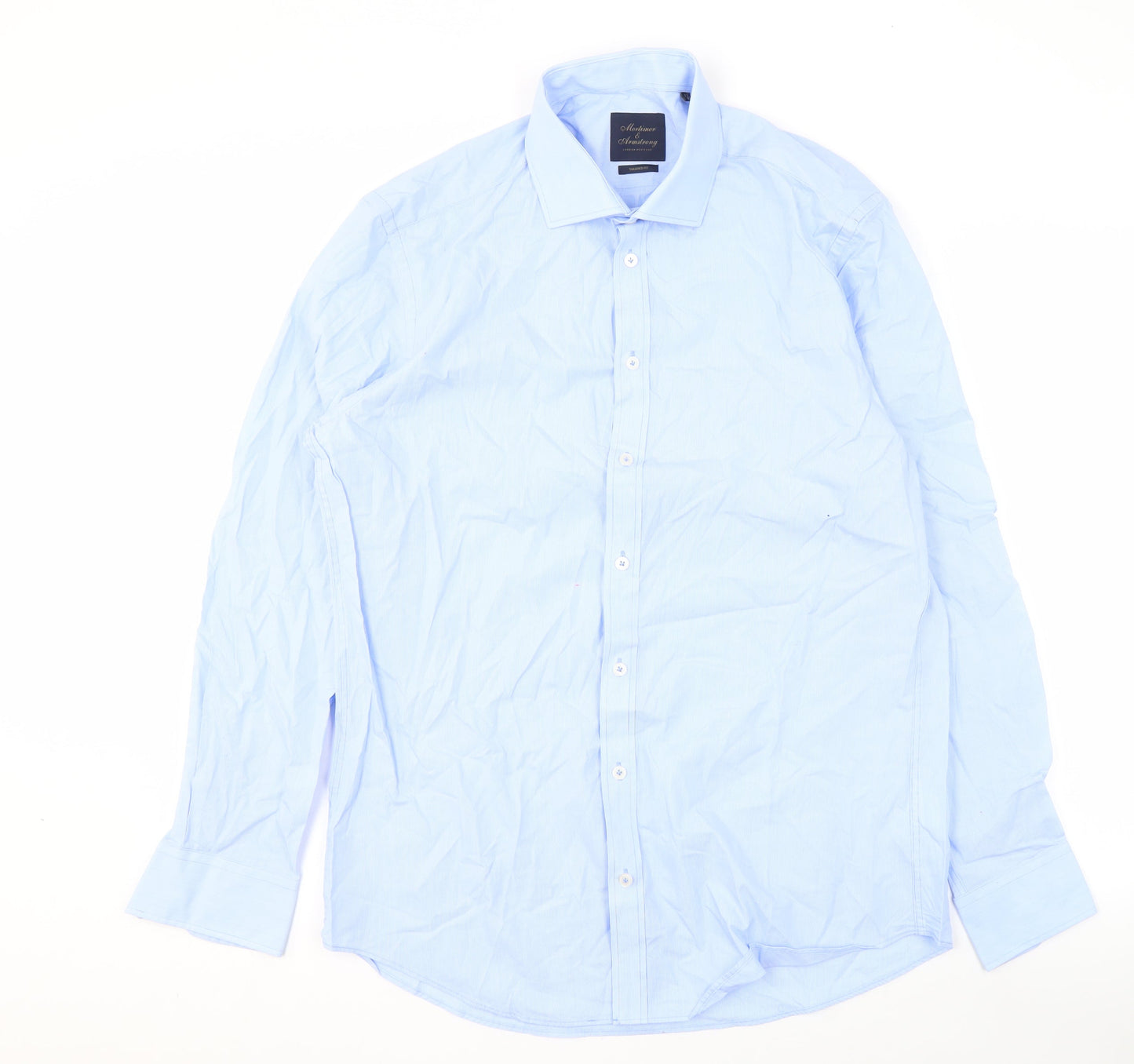 Mortimer & Armstrong Men's 17 Blue Slim Fit Long Sleeve Shirt