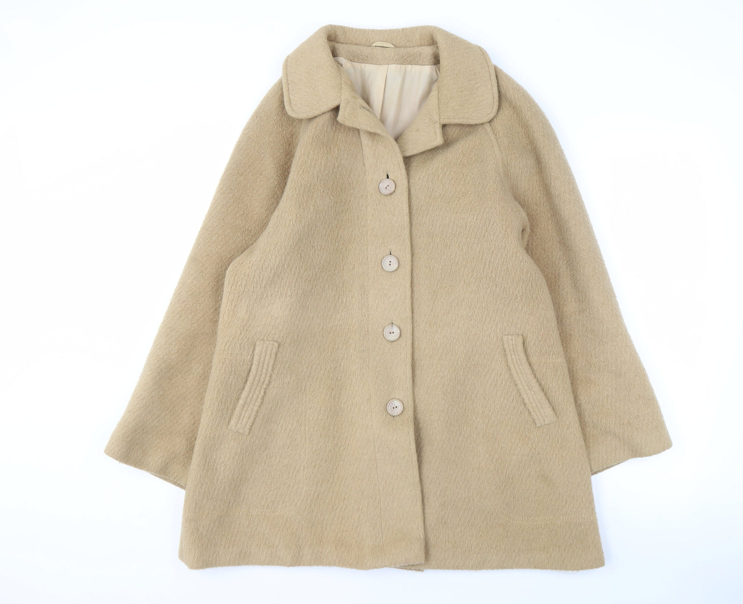 C&A Women's Beige Wool Overcoat Size 14