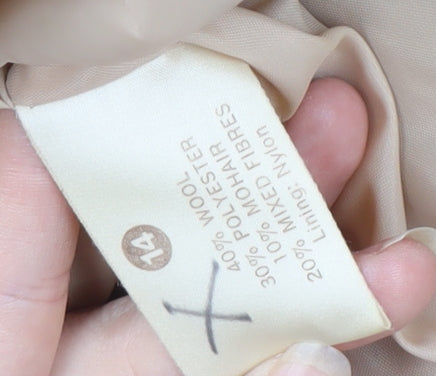 C&A Women's Beige Wool Overcoat Size 14