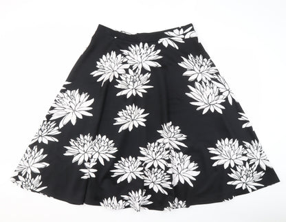 Definitions Women's Black Floral A-Line Skirt Size 14
