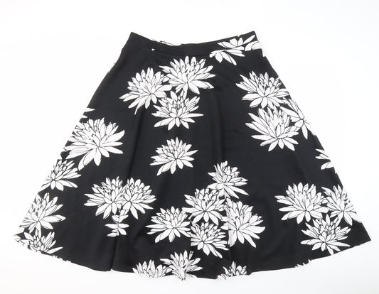 Definitions Women's Black Floral A-Line Skirt Size 14
