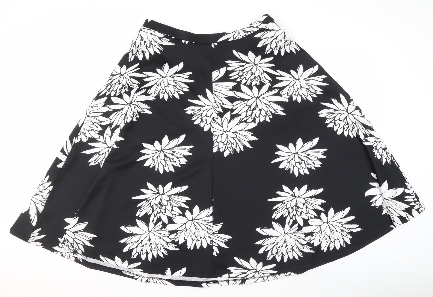 Definitions Women's Black Floral A-Line Skirt Size 14