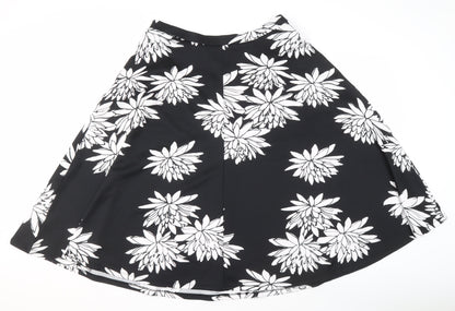 Definitions Women's Black Floral A-Line Skirt Size 14