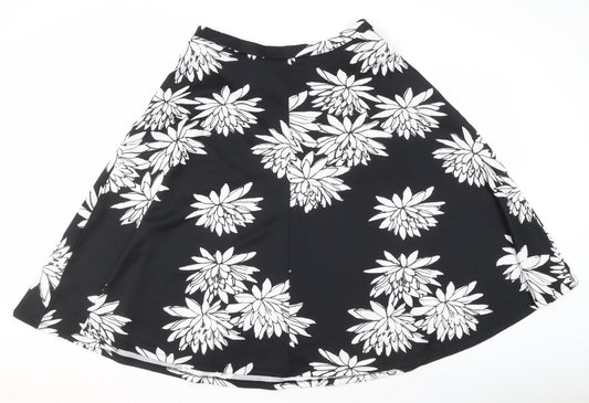 Definitions Women's Black Floral A-Line Skirt Size 14