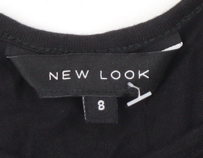 New Look Women's Black Floral 8 Cold Shoulder T-Shirt