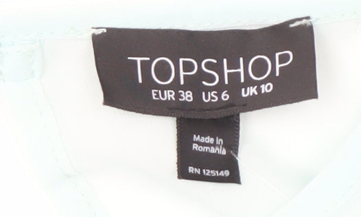 Womens UK Size 10 Topshop Blue Basic Blouse
