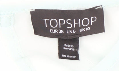 Womens UK Size 10 Topshop Blue Basic Blouse