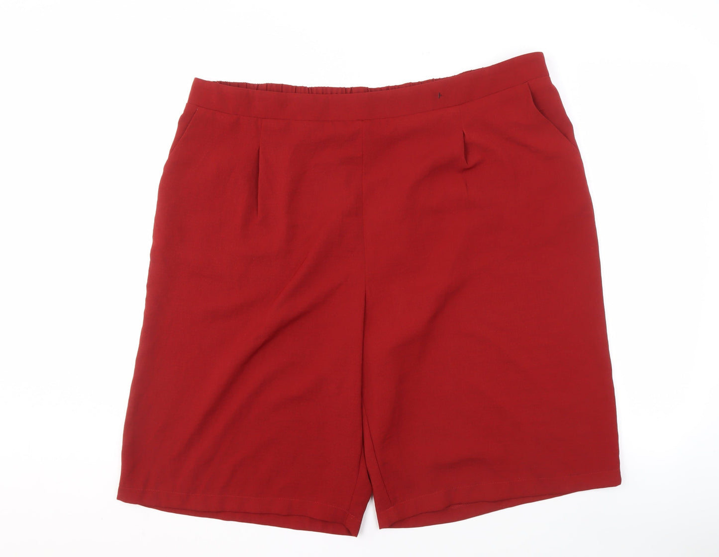 Bonmarché Womens Red Viscose Casual Shorts Size 20
