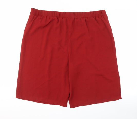 Bonmarché Womens Red Viscose Casual Shorts Size 20