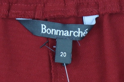 Bonmarché Womens Red Viscose Casual Shorts Size 20