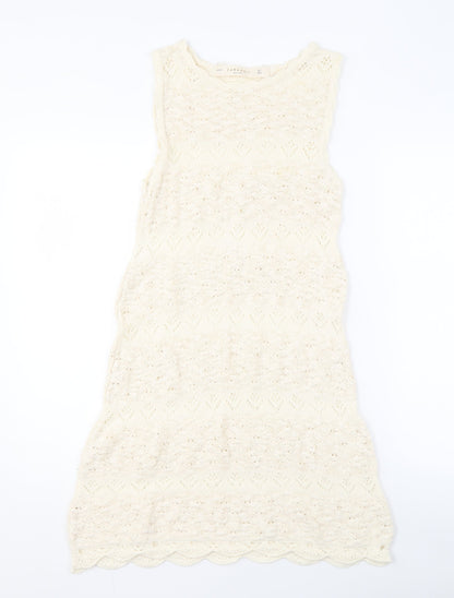 ZARA Women's Ivory Knit Sleeveless Dress Size 8