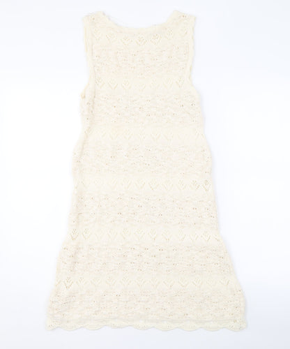 ZARA Women's Ivory Knit Sleeveless Dress Size 8