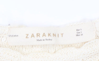 ZARA Women's Ivory Knit Sleeveless Dress Size 8