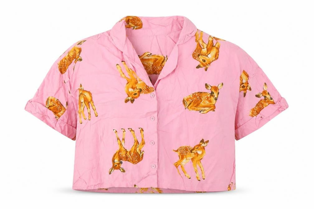 Womens UK Size 16 ASOS DESIGN Pink Cropped Button-Up