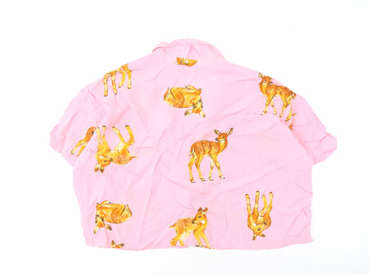 Womens UK Size 16 ASOS DESIGN Pink Cropped Button-Up