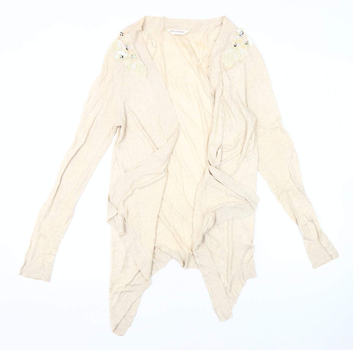 Womens UK Size 14 Miss Selfridge Beige Cardigan Jumper