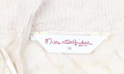 Womens UK Size 14 Miss Selfridge Beige Cardigan Jumper