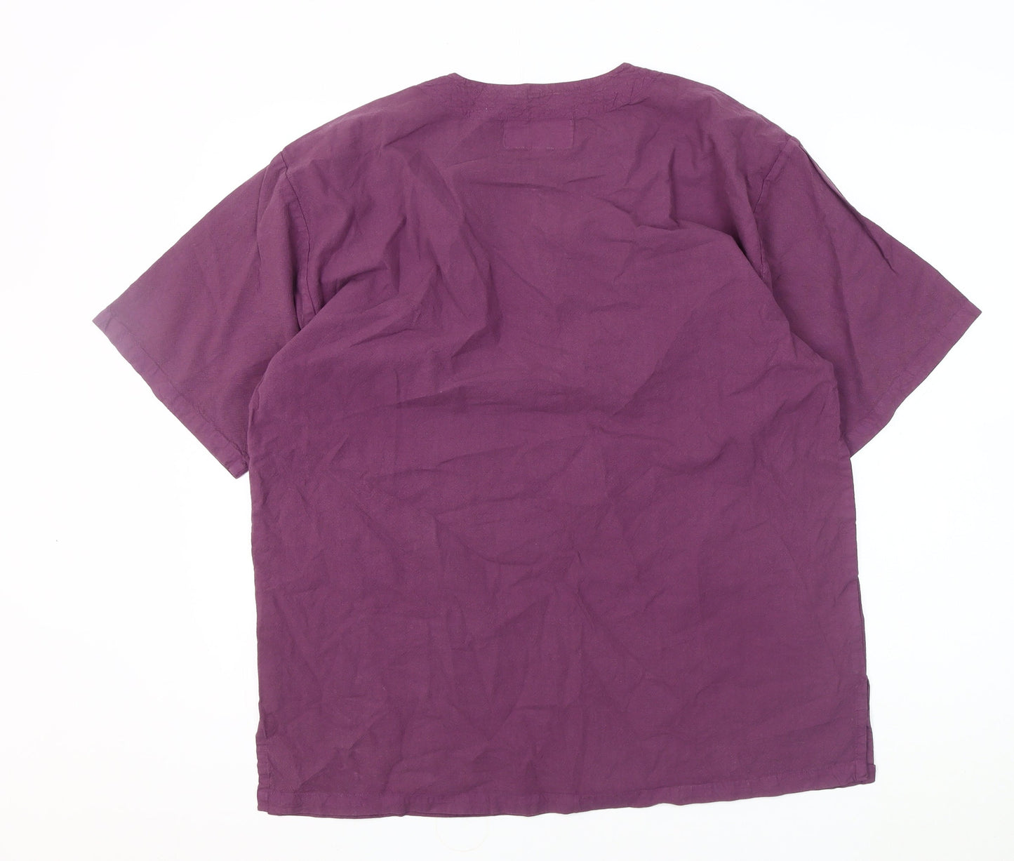 Collarless Shirt Company Men's Purple Medium Cotton Shirt