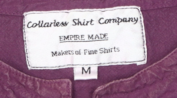 Collarless Shirt Company Men's Purple Medium Cotton Shirt
