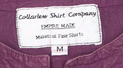 Collarless Shirt Company Men's Purple Medium Cotton Shirt