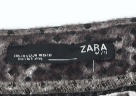Zara Men's Grey Velvet 3/4 Sleeve Crew Neck Top