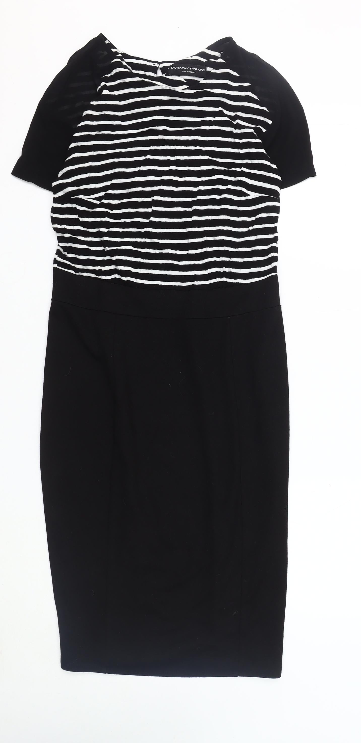 Dorothy Perkins Women's Black Striped Dress, Size 12
