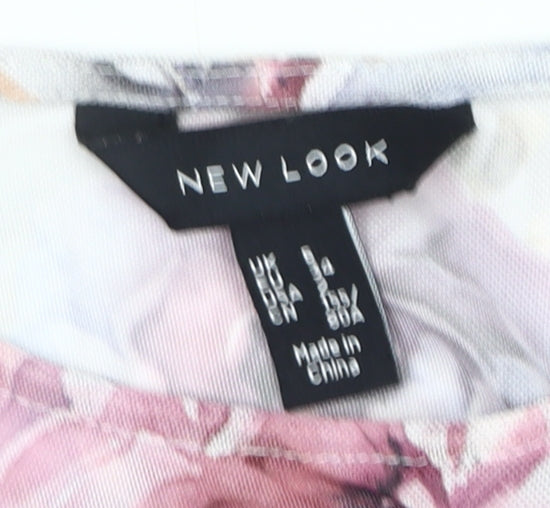 Womens UK Size 6 New Look Multicoloured Basic T-Shirt