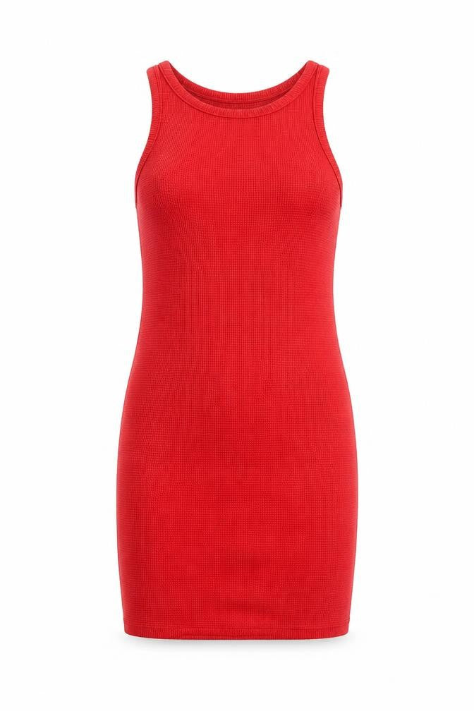 Front view of ASOS DESIGN Women's Red Tank Dress, size 10, Stretch Knit