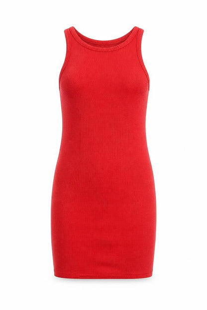 Front view of ASOS DESIGN Women's Red Tank Dress, size 10, Stretch Knit