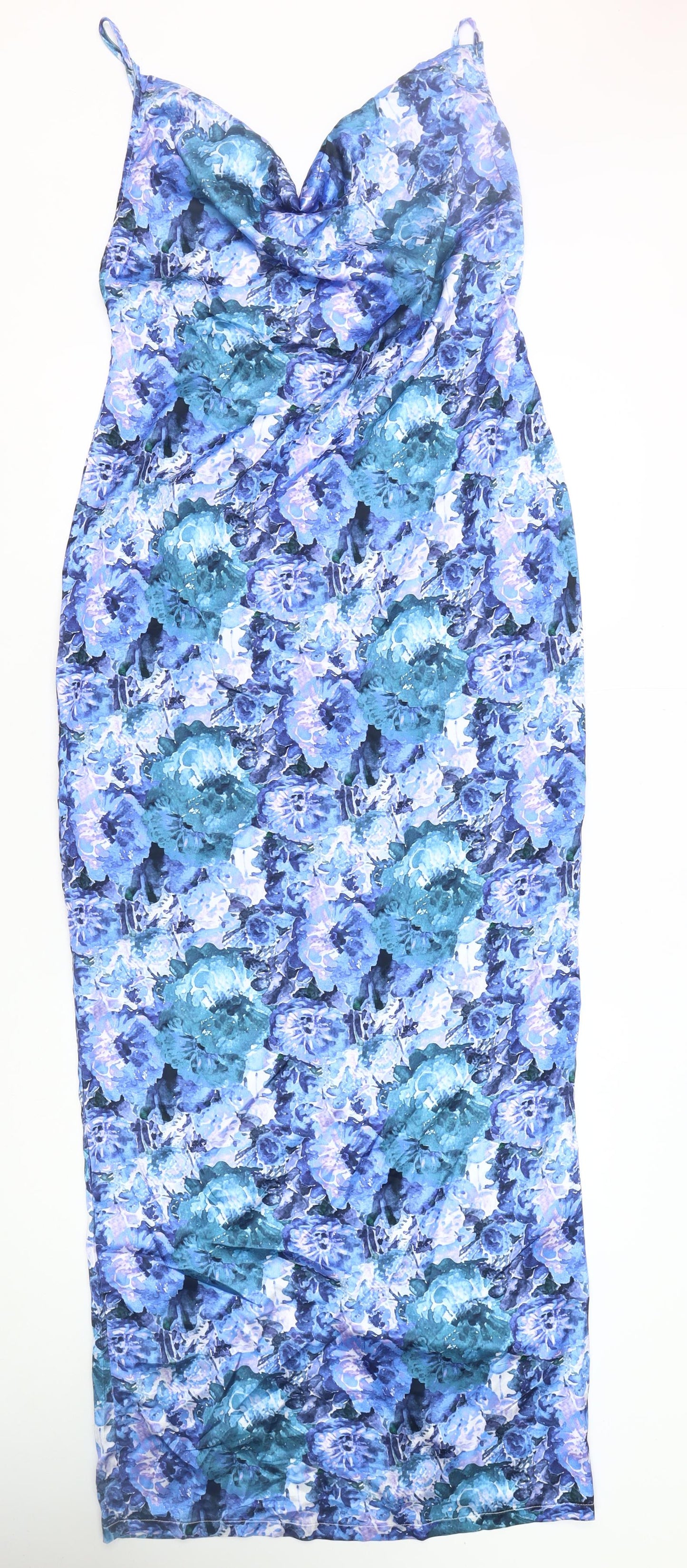 PrettyLittleThing Women’s Blue Floral Midi Dress Size 14