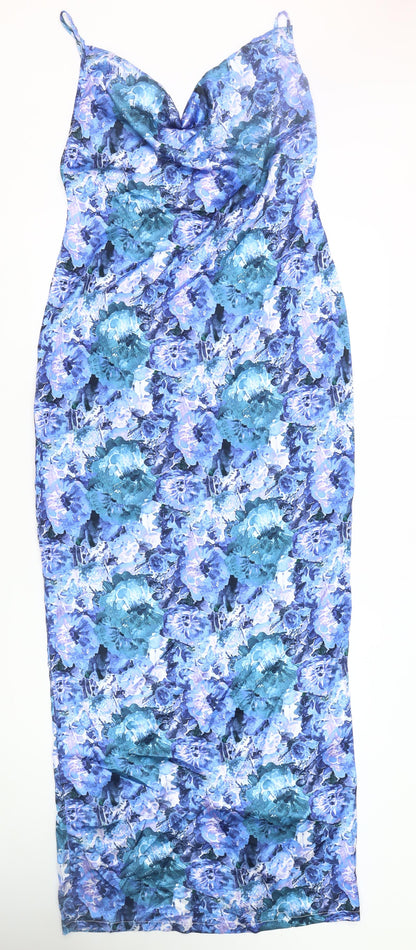 PrettyLittleThing Women’s Blue Floral Midi Dress Size 14