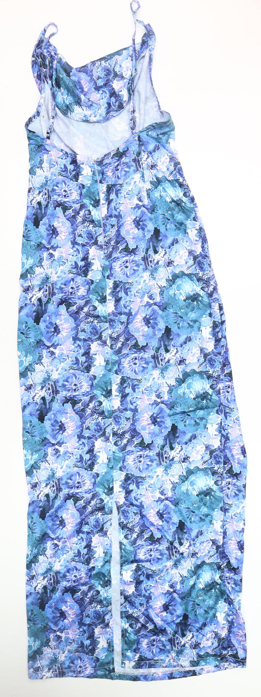 PrettyLittleThing Women’s Blue Floral Midi Dress Size 14