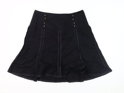 Next Women's Black Size 8 Linen Blend Skirt