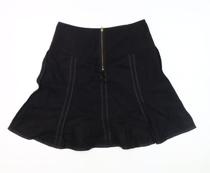 Next Women's Black Size 8 Linen Blend Skirt