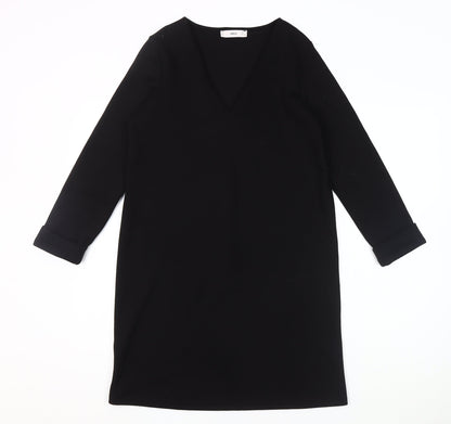 MNG Women's Black V-Neck Long Sleeve Dress Size 12