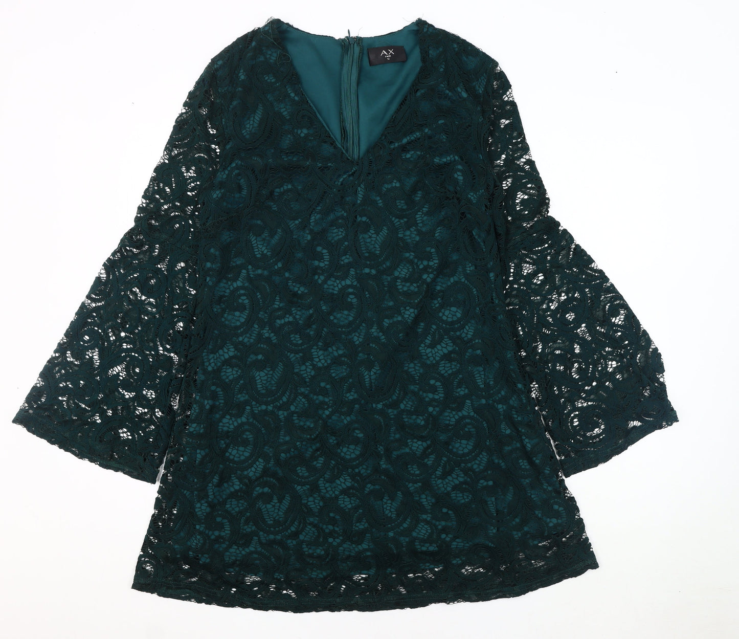 AX Paris Women's Green Lace Sheath Dress Size 12