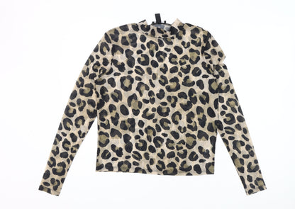 New Look Women's Multicoloured Animal Print Top UK 14