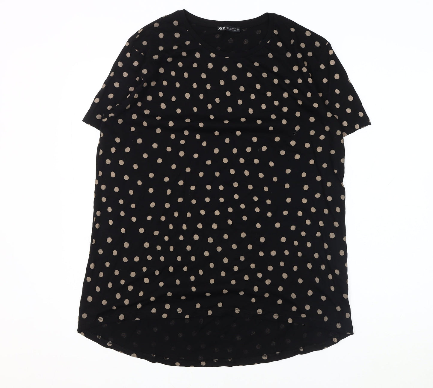 Womens UK Size L Zara Black Basic T-Shirt