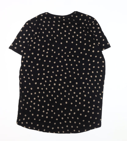 Womens UK Size L Zara Black Basic T-Shirt